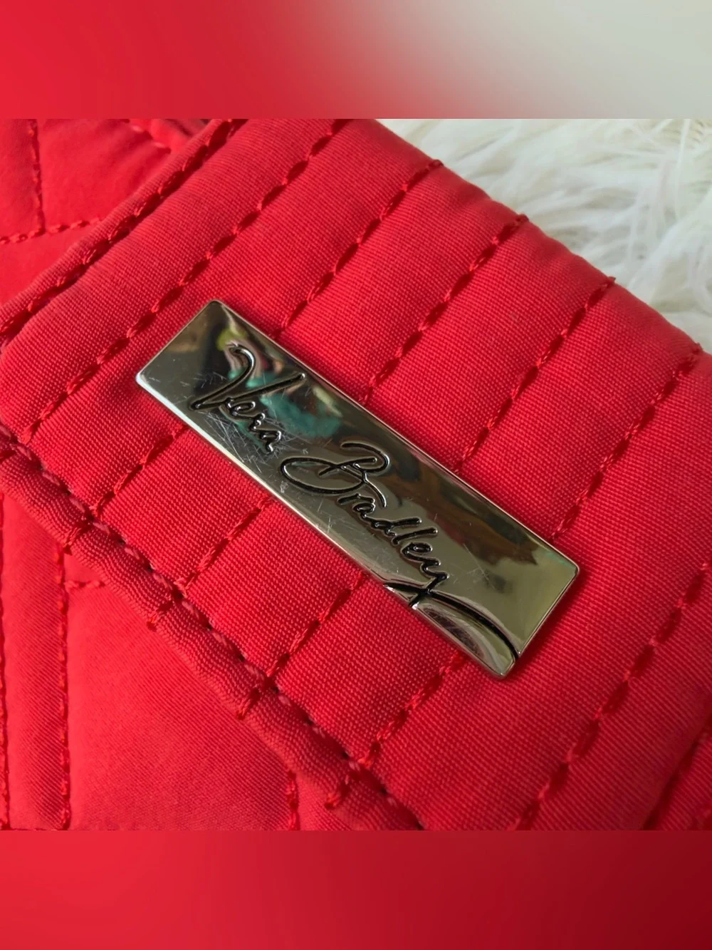 Vera Bradley Quilted Scarlet Wallet with Metal Logo